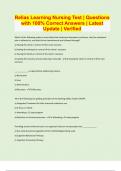 Relias Learning Nursing Test &vert; Questions with 100&percnt; Correct Answers &vert; Latest Update &vert; Verified