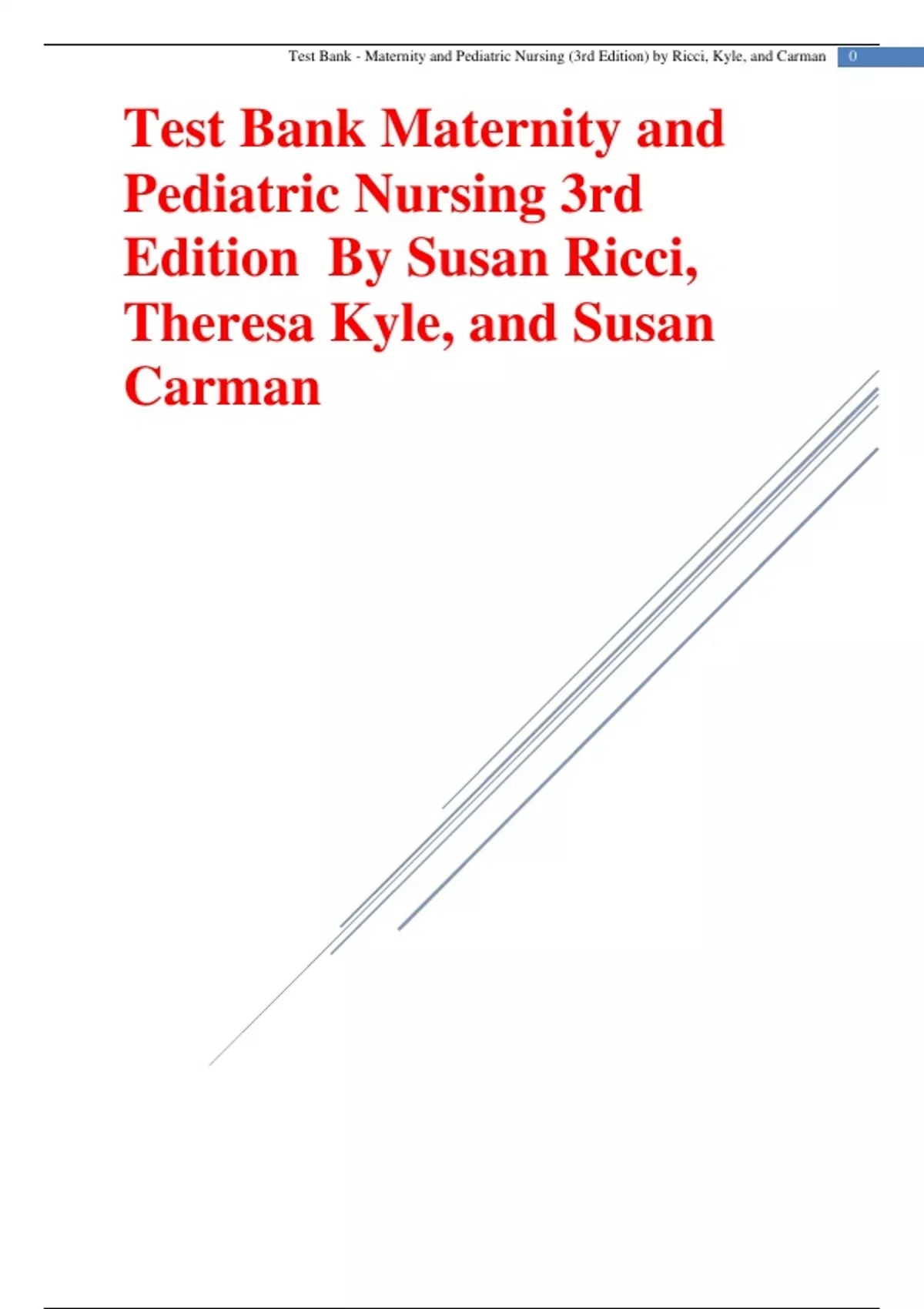 Test Bank Maternity and Pediatric Nursing 3rd Edition By Susan Ricci