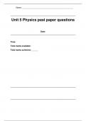 unit 5 - physics past paper - question 