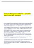   Financial Management: Chapter 1 questions and answers well illustrated.