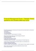   Financial Management Exam 1 Multiple Choice questions and answers latest top score.
