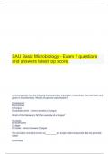  SAU Basic Microbiology - Exam 1 questions and answers latest top score.	