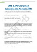 EMT-B AAOS Final Test Questions and Answers 2023