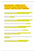 &lpar;ACE FOR 2024&sol;2025 EXAM REVIEW&rpar; Spreadsheets - C268 &lpar;Financal  Functions&rpar;&period; Exam Questions and  answers&comma; 100&percnt; Accurate&period; VERIFIED&period;