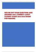 HESI RN EXIT EXAM QUESTIONS AND  ANSWERS 100&percnt; CORRECT LATEST  STUDENT GUIDE 2022&sol;2023 EXAMS  FOR NURSING