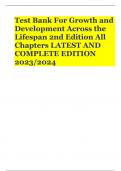 Test Bank For Growth and Development Across the Lifespan 2nd Edition All Chapters LATEST AND COMPLETE EDITION 2023/2024