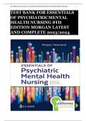 TEST BANK FOR ESSENTIALS OF PSYCHIATRIC MENTAL HEALTH NURSING 8TH EDITION MORGAN LATEST AND COMPLETE 2023/2024