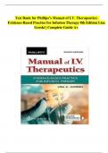 Test Bank for Phillips’s Manual of I.V. Therapeutics; Evidence-Based Practice for Infusion Therapy 8th Edition Lisa Gorski | Complete Guide 2023 chapter 1-12