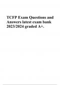 TCFP Exam Questions and Answers latest exam bank 2023/2024 graded A+.