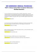 EMT (EMERGENCY MEDICAL TECHNICIAN) TEST 3 Study Guide With Complete Rationale / Verified Answers