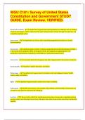 &lpar;Top QUALITY 2024&sol;2025 EXAM REVIEW&rpar;&sol; WGU C181&colon; Survey of United States  Constitution and Government STUDY  GUIDE&period; Exam Review&period; VERIFIED