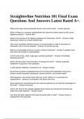 Straighterline Nutrition 101 Final Exam Questions And Answers Latest Rated A+.