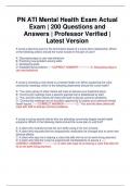 PN ATI Mental Health Exam Actual Exam | 200 Questions and Answers | Professor Verified | Latest Version