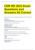 CDR RD 2023 Exam Questions and Answers All Correct 