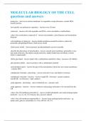 MOLECULAR BIOLOGY OF THE CELL questions and answers