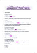 ABRET Neurological Disorders Questions And Answer 2023/2024