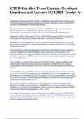 CTCD-Certified Texas Contract Developer Questions and Answers 2023&sol;2024 Graded A&plus;&period;