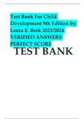 Test Bank For Child Development 9th Edition by Laura E. Berk 2023/2024  VERIFIED ANSWERS  PERFECT SCORE