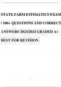 STATE FARM ESTIMATICS EXAM / 100+ QUESTIONS AND CORRECT ANSWERS 2023/2024 GRADED A+ BEST FOR REVISION .