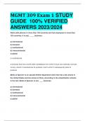 MGMT 309 Exam 1 STUDY  GUIDE 2023&sol;2024 100&percnt;  VERIFIED ANSWERS