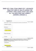 NRNP 6531 &ndash;ADVANCED PRACTICE CARE OF ADULTS ACROSS THE LIFESPAN FINAL EXAM LATEST 2023-2024 ALL 100 QUESTIONS AND CORRECT ANSWERS &lpar;VERSION 2