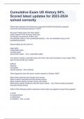 Cumulative Exam US History 94&percnt; Scored latest updates for 2023-2024 solved correctly