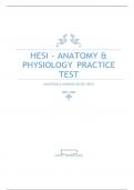 HESI ANATOMY & PHYSIOLOGY PRACTICE TEST - QUESTIONS & ANSWERS (RATED A+) 2023 VERSION