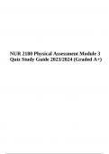NUR 2180 Physical Assessment Module 3 Quiz Study Guide 2023/2024 (Graded A+)