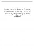Bates' Nursing Guide to Physical Examination & History Taking 3rd Edition by Hogan-Quigley Palm test bank | QUESTIONS & ANSWERS WITH FEEDBACK (RATED A+) | 2023 VERSION