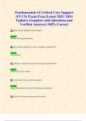 Fundamentals of Critical Care Support &lpar;FCCS&rpar; Exam Prep &lpar;Latest 2023&sol; 2024 Update&rpar; Complete with Questions and Verified Answers&vert; 100&percnt; Correct
