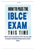 IBCLC Exam Questions (457 Terms) with Complete Detailed Elaborations 2023-2024.