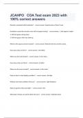 JCAHPO   COA Test exam 2023 with 100% correct answers