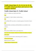 Traffic School Quiz #1, #2, #3, #4, #4, #5, #6, #7 Traffic School questions and Answers with complete solutions