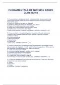 FUNDAMENTALS OF NURSING STUDY QUESTIONS