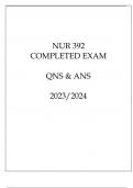 NUR 392 COMPLETED EXAM QNS & ANS 20232024 (EXCELSIOR UNI)