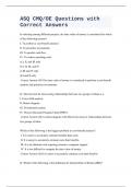 ASQ CMQ&sol;OE Questions with Correct Answers 2023&sol;2024