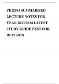 PHI2043 SUMMARISED LECTURE NOTES FOR YEAR 2023/2024 LATEST STUDY GUIDE BEST FOR REVISION