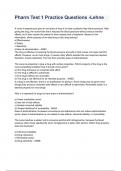Pharm Test 1 Practice Questions -Lehne NEWEST 2026&sol;2027 ACTUAL EXAM COMPLETE QUESTIONS AND CORRECT DETAILED ANSWERS &lpar;VERIFIED ANSWERS&rpar; &vert;ALREADY GRADED A&plus;&vert;&vert;BRAND NEW&excl;&excl;