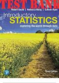 Introductory Statistics: Exploring the World Through Data 3rd Edition by Gould Robert, Wong Rebecca & Ryan Colleen.  (Complete 14 Chapters). TEST BANK