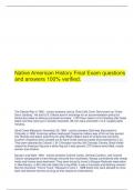Native American History Final Exam questions and answers 100% verified.