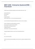 MISY 5380 - Enterprise Systems CRM - Final Exam question n answers graded A+ 