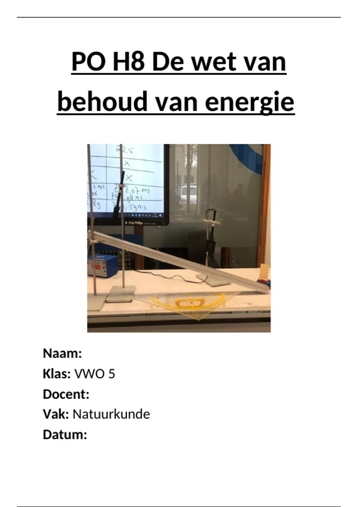 Natuurkunde Verslag Practicum Wet Van Behoud Van Energie Natuurkunde Stuvia NL Natuurkunde Verslag Practicum Wet Van Behoud Van Energie Natuurkunde Stuvia NL