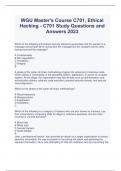  WGU Master's Course C701&comma; Ethical Hacking - C701 Study Questions and Answers 2023