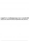 CompTIA A+ Certification Exam: Core 1 v1.0 (220-1001) Full Access Answered 2023/24 Questions and Answers.