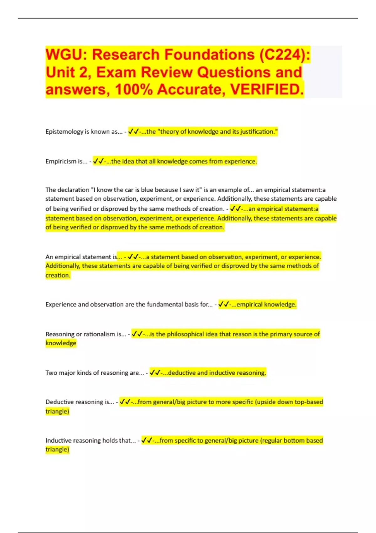 (Top 2024/2025 EXAM REVIEW PAPER ) WGU Research Foundations (C224
