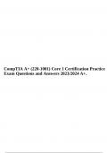 CompTIA A+ (220-1001) Core 1 Certification Practice Exam Questions and Answers 2023/2024 A+.