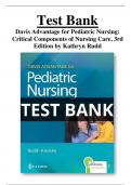 Test Bank for Davis Advantage for Pediatric Nursing: Critical Components of Nursing Care, 3rd Edition by Kathryn Rudd  All Chapters (1-22)| A+ ULTIMATE GUIDE 2023