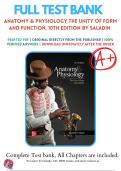 Test Bank for Anatomy and Physiology The Unity of Form and Function 10th Edition by Kenneth S. Saladin | 9781265328627| 2023/2024 | Chapter 1-29 | All Chapters with Answers and Rationals .