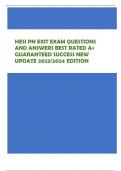 HESI PN EXIT EXAM QUESTIONS  AND ANSWERS BEST RATED A+  GUARANTEED SUCCESS NEW  UPDATE 2023/2024 EDITION