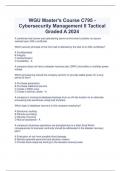 WGU Master's Course C795 - Cybersecurity Management II Tactical Graded A 2024